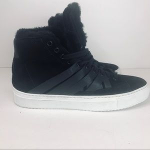 PS821 high top fur sneakers